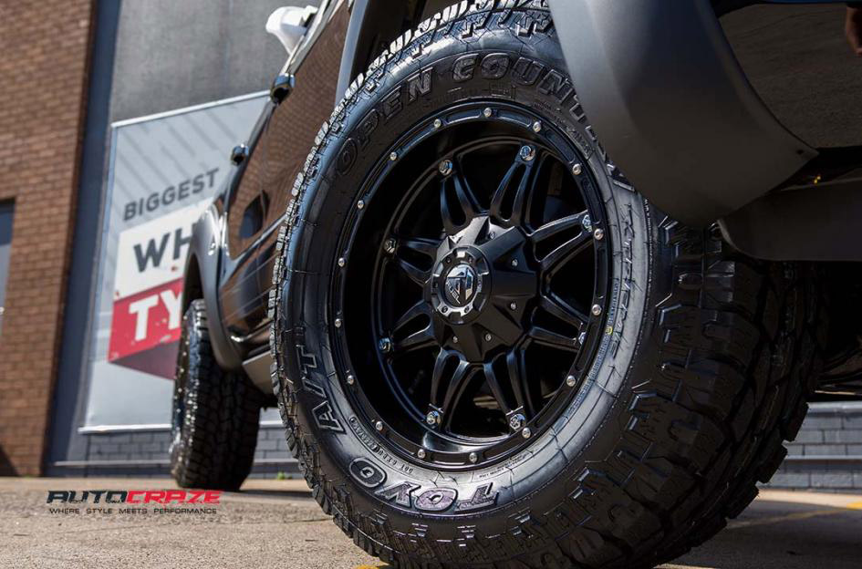 Black Ford Ranger FX4 Fuel Hostage Matte Black Toyo Open Country