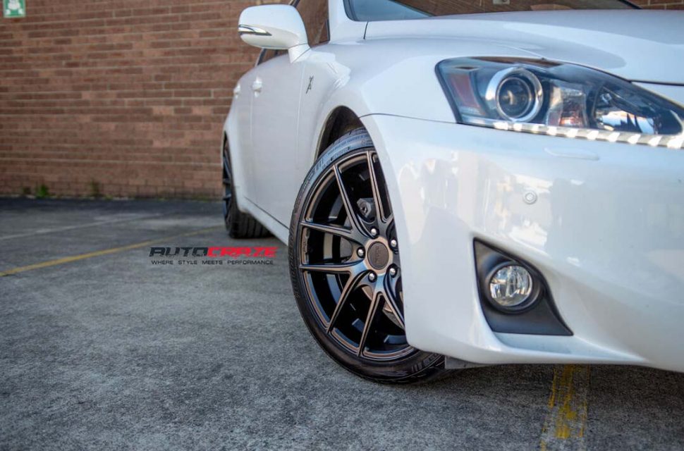 Lexus IS250 with Niche Targa wheels and potenza tyre front wheel close up shot march 2018
