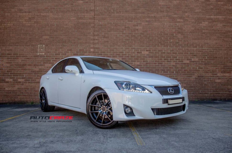 Lexus IS250 with Niche Targa wheels and potenza tyre front wide angle shot march 2018