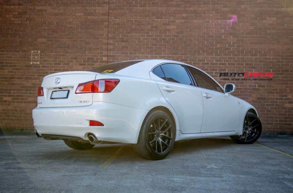 Lexus IS250 with Niche Targa wheels and potenza tyre rear wide angle shot march 2018