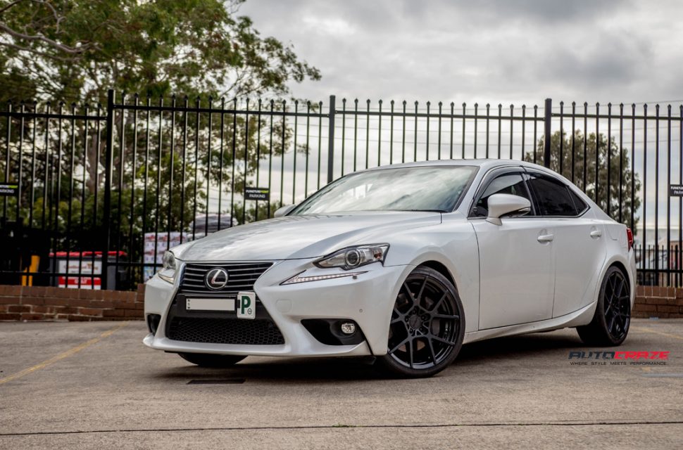 Lexus IS250 with Rotiform KPS wheels and nitto invo tyre front wide angle shot march 2018
