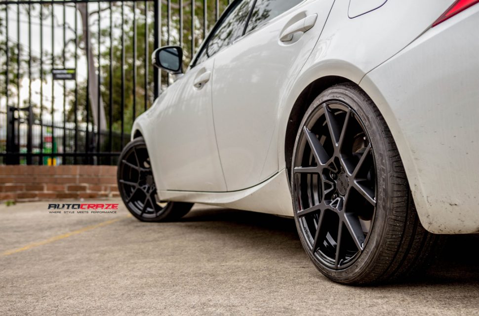 Lexus IS250 with Rotiform KPS wheels and nitto invo tyre rear wheel close up shot march 2018