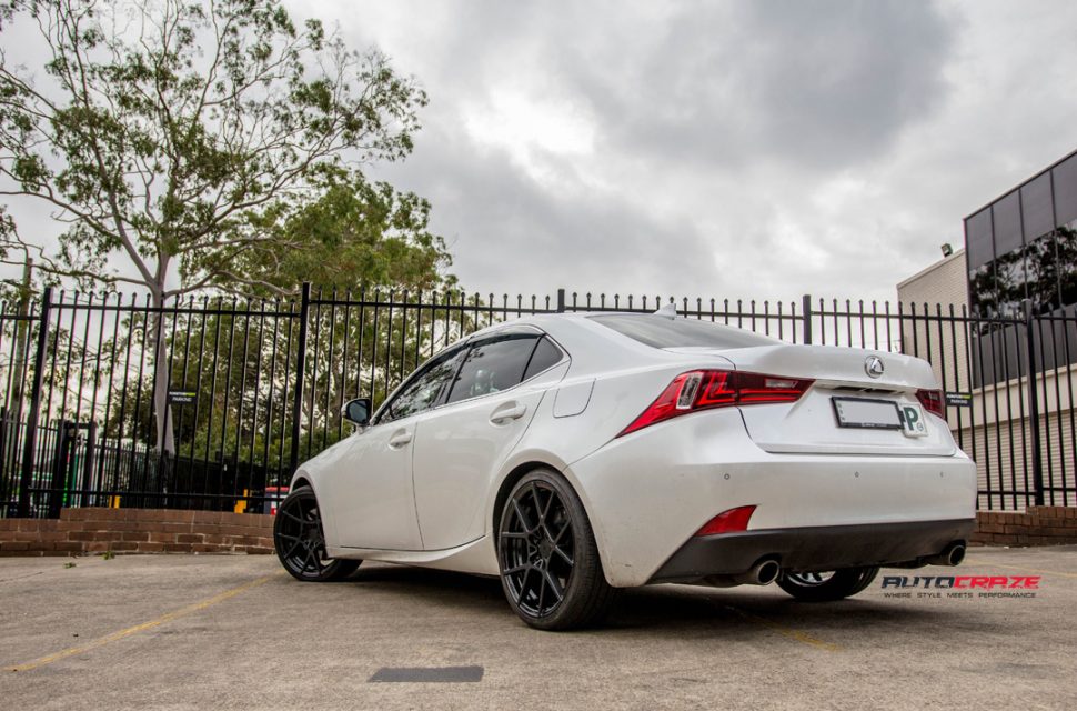 Lexus IS250 with Rotiform KPS wheels and nitto invo tyre rear wide angle shot march 2018