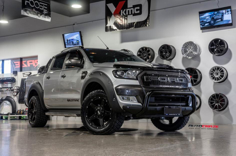 War Machine Ford Ranger Grid GD04 Wheels Matte Black Nitto Terra Grappler G2 Tyres front shot