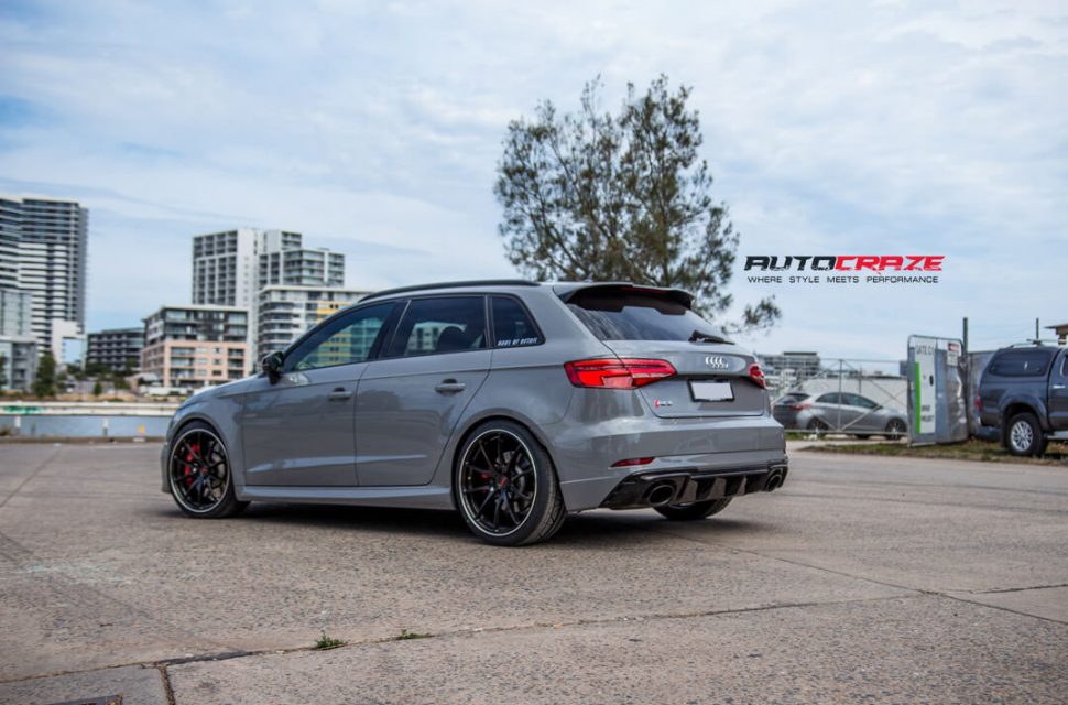 Audi RS3 Rays G25 wheels Pirelli Tyres Rear Close Up Shot