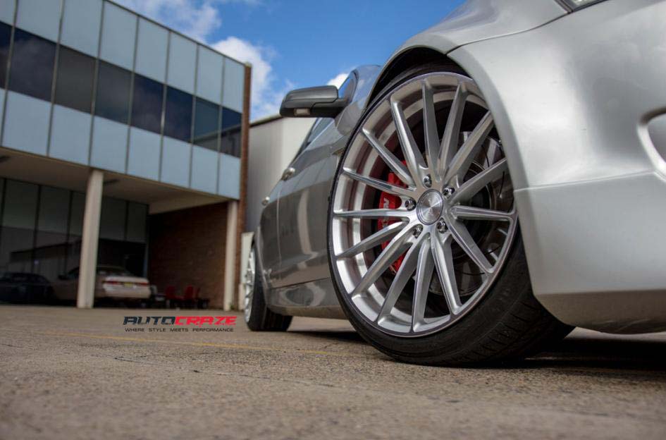 Holden Commodore with Koya wheels and Kumho tyre front wheel close up shot february 2018