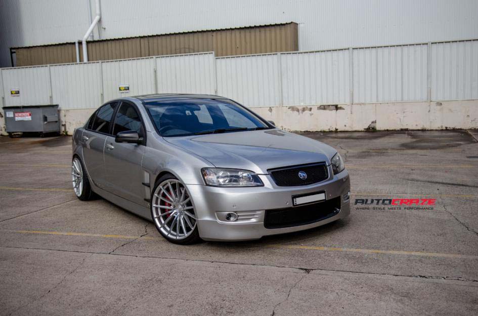 Holden Commodore with Koya wheels and Kumho tyre front wide angle shot february 2018