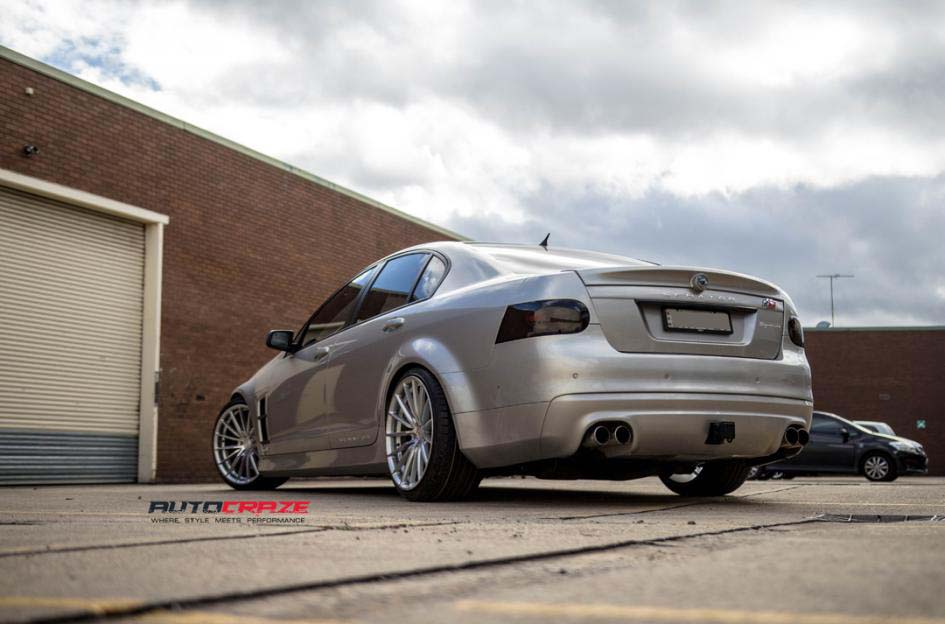 Holden Commodore with Koya wheels and Kumho tyre rear wide angle shot february 2018