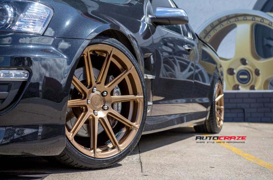 Holden Commodore with Koya wheels and Pirelli tyre front wheel close up shot february 2018