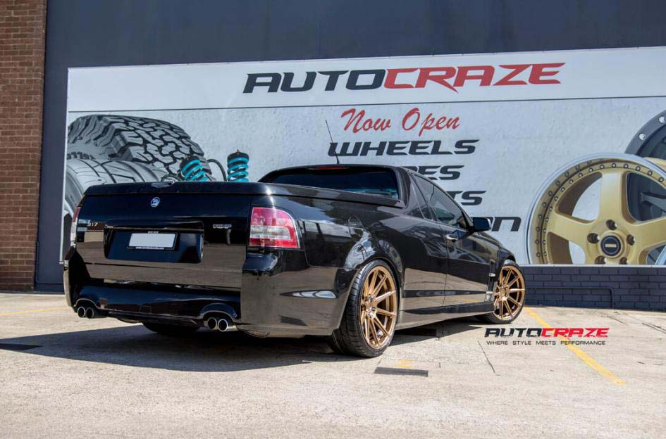 Holden Commodore with Koya wheels and Pirelli tyre rear wide angle shot february 2018
