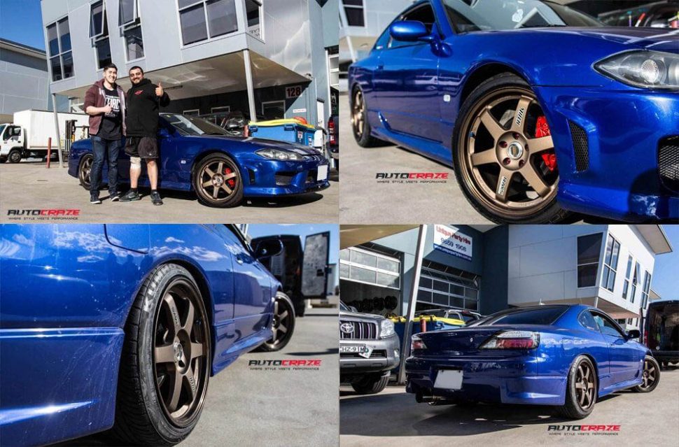 Multiple Shot Blue Nissan 200sx S15 Rays TE37 Bronze Wheels