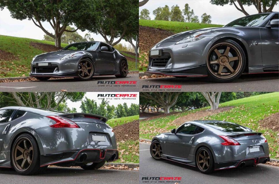 Multiple Shot Silver Nissan 370z Rays TE37 Ultra wheels
