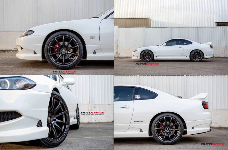 Multiple Shot White Nissan 200SX S15 Rays Gram Light 57 wheels