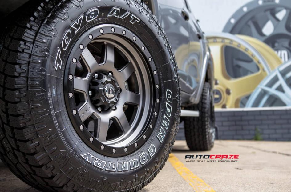 11Mitsubishi Triton Fuel Trophy Wheels Toyo Open Country Tyres Front Fitment Close Up Shot Janurary 2018_large