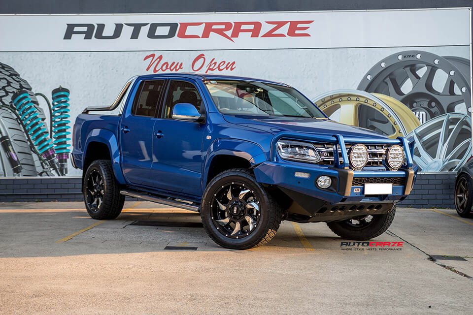 Blue Volkswagen Amarok Grid GD01 Krominsatser Nitto Terra Grappler G2 Front Shot