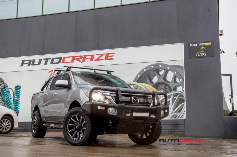 Mazda BT50 Grid Wheels GD05 Nitto Terra Grappler G2 tyre front wide angle shot january 2018