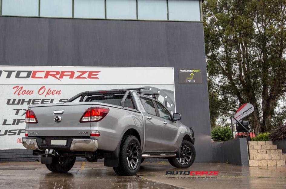 Mazda BT50 Grid Wheels GD05 Nitto Terra Grappler G2 tyre rear wide angle shot january 2018