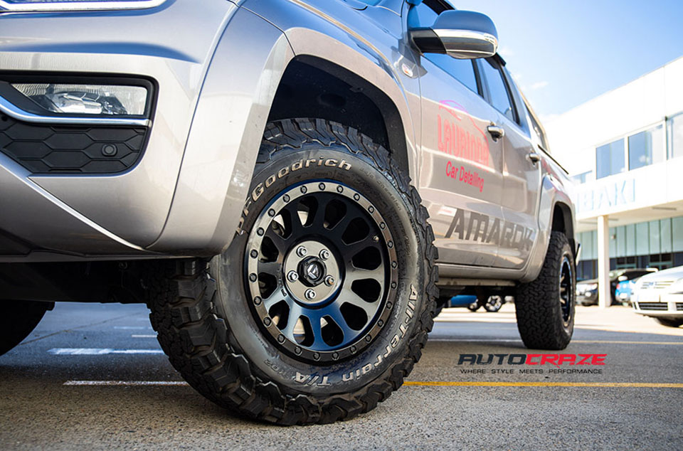 Volkswagen Amarok Fuel Vector Wheels BFG Tyres Front Fitment Close Up Shot Gallery August 2018