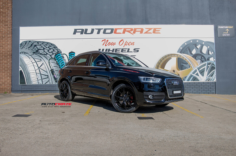 BLACK AUDI Q3 NICHE MISANO MATTE BLACK WHEELS FRONT SHOT