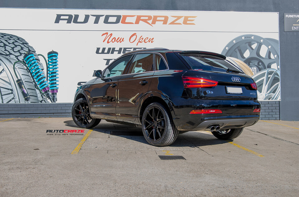 BLACK AUDI Q3 NICHE MISANO MATTE BLACK WHEELS REAR SHOT