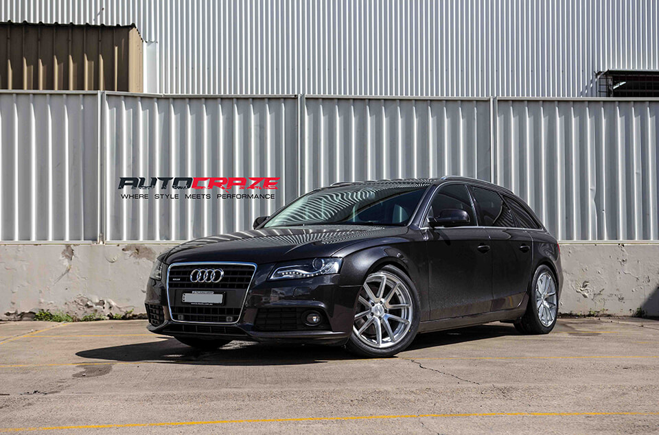 Graphite Audi A4 Rotiform SPF Silver Machined Face Wheels Front Shots