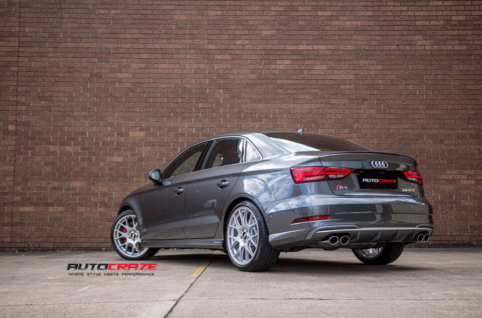 Grey Audi S3 BBS CH-R Brilliant Silver Wheels Rear Shot