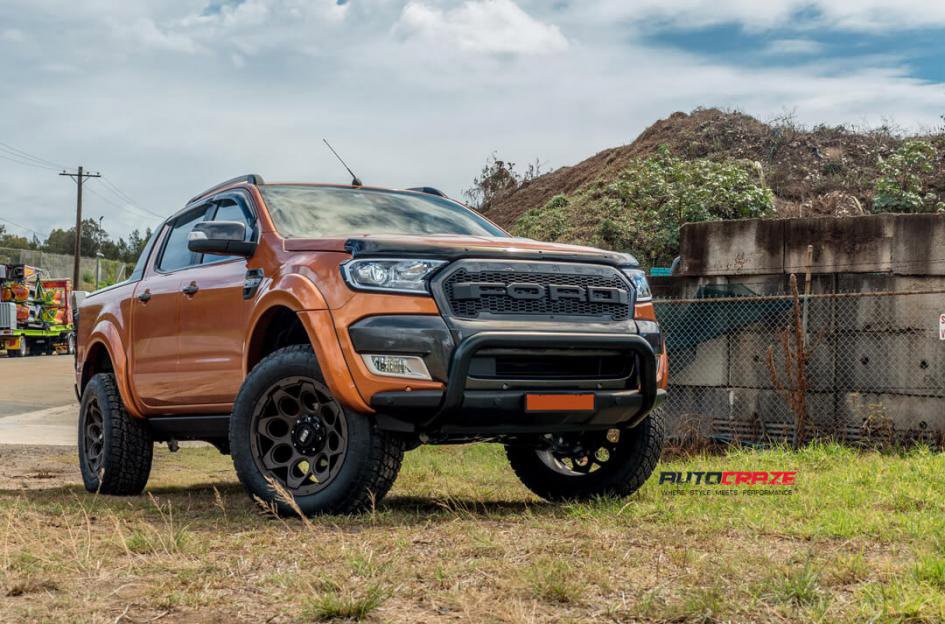 Orange Ford Ranger Grid GD08 matte black tinted face nitto terra grappler g2 anvelope