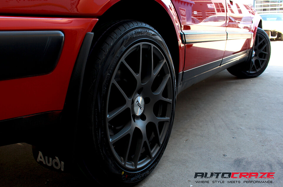 RED OLD A6 TSW NURBURGRING WHEELS REAR CLOSEUP WHEEL SHOT