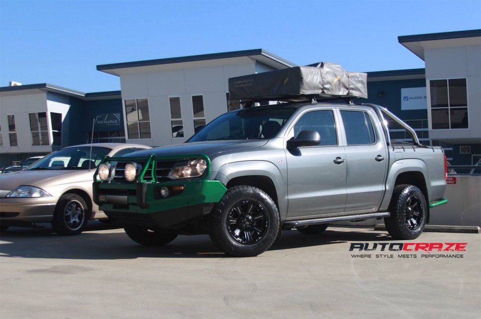 Adventure Time Silver Volkswagen Amarok Tuff T06 wheels front shot