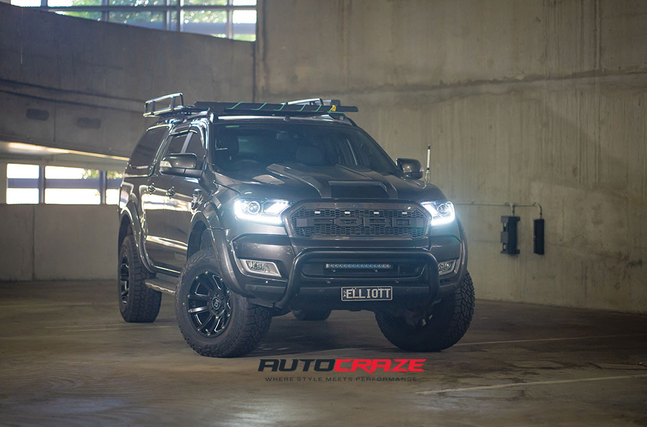 Ford Ranger Black Rhino Highland Wheels Falken Tyres 4x4 Accessories Front Close Shot Gallery Feb 2019