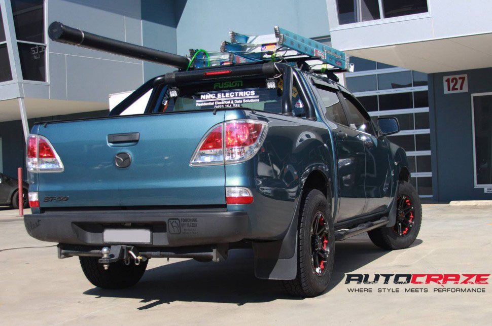 Road Kill Blue Mazda BT50 Tuff T01 wheels rear shot 