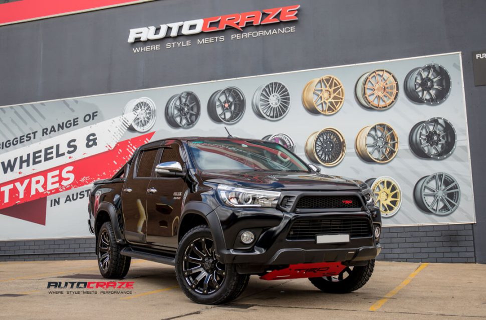 Toyota Hilux Black Rhino Selkirk Wheels Nitto Tyres 4x4 Accessories Front Close Shot Gallery April 2018