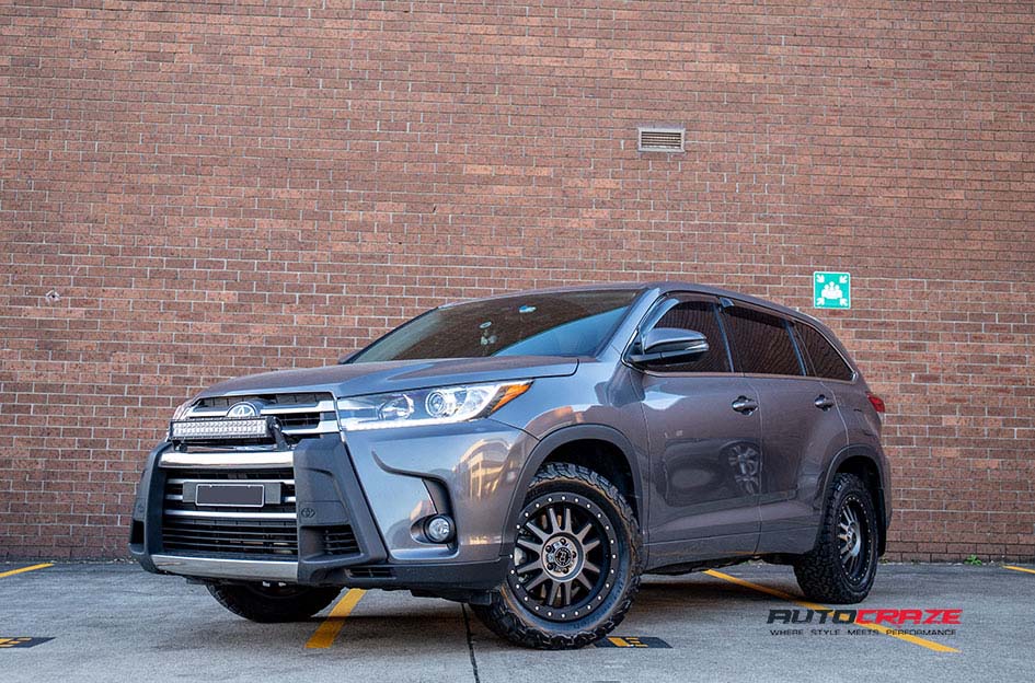 Toyota Kluger Black Rhino Tanay Wheels BFG Tyres Front Close Shot Gallery July 2018
