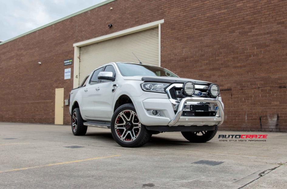 White Ford Ranger Tuff T01 wheels front shot