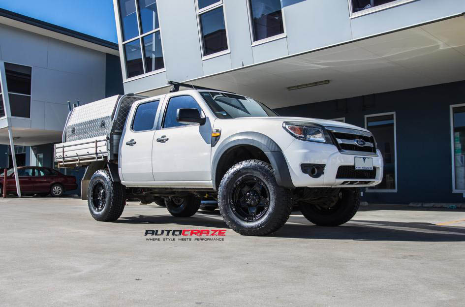 White Ford Ranger Tuff T10 wheels Nitto Terra Grappler tyres front shot
