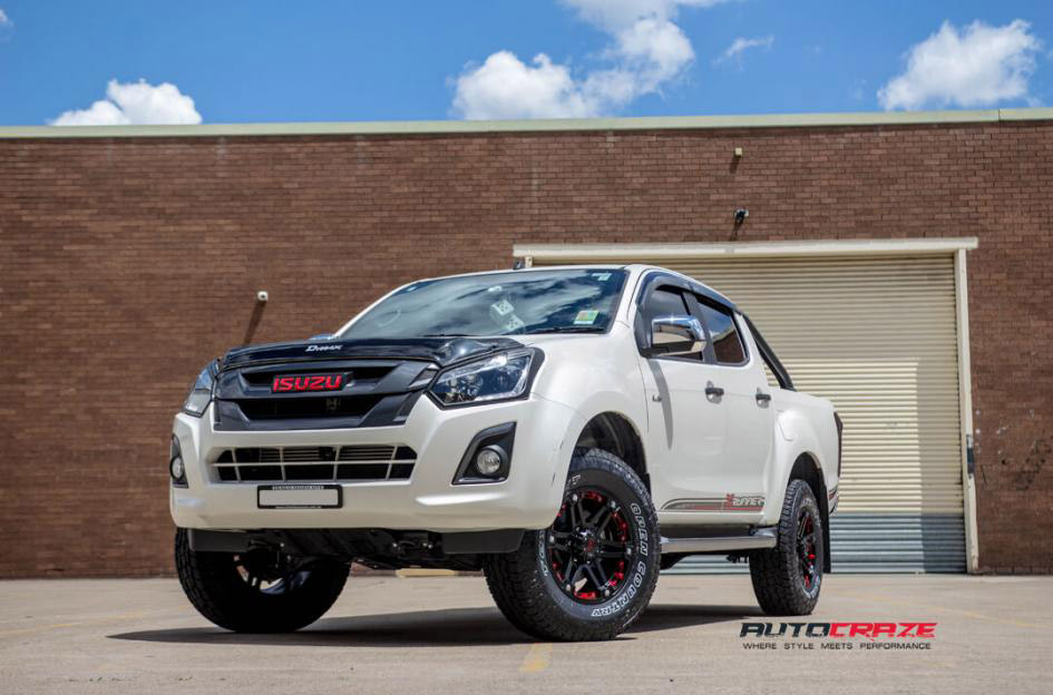 White Isuzu Dmax Tuff T01 Wheels Toyo Open Country Tyres Front Shot