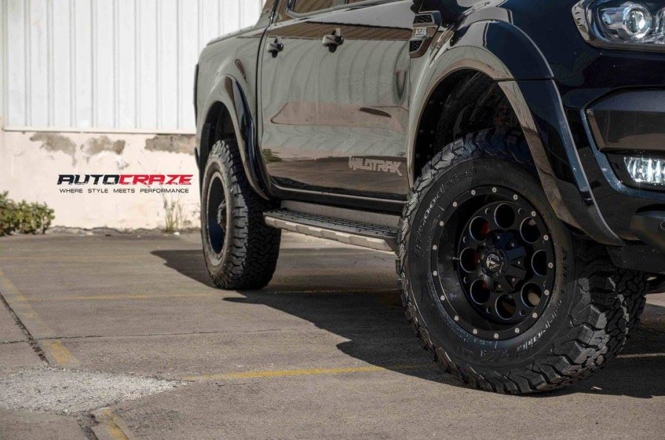 Black Ford Ranger Fuel Enduro wheels matte black bf goodrich tyres EGR flares accessories