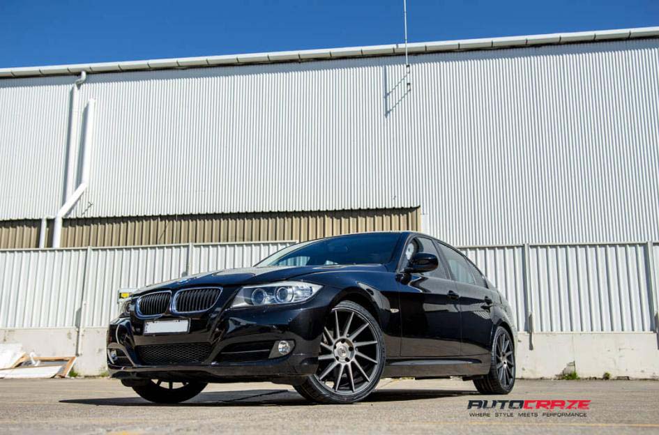 BMW 3 series with Niche Surge wheels and Kumho tyre front wide angle shot february 2018