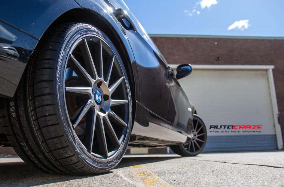 BMW 3 series with Niche Surge wheels and Kumho tyre rear wheel cloes up shot february 2018