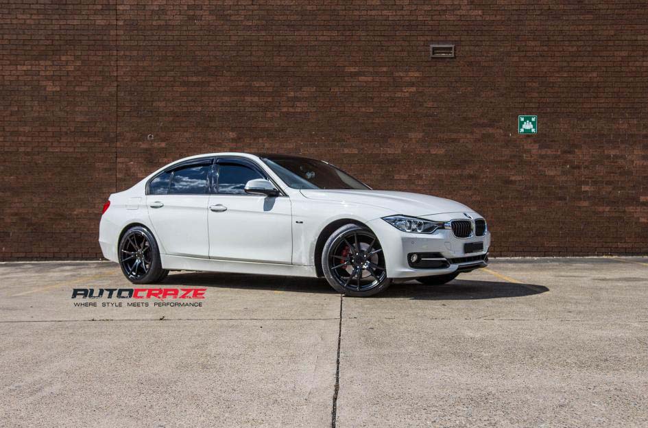 BMW 3 series with koya sf06 wheels and nitto invo tyre front wide angle shot february 2018