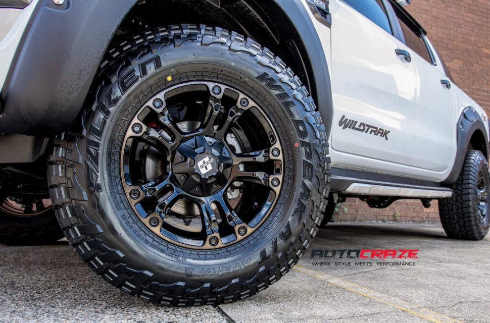 Ford Ranger Diesel Brooklyn Wheels Falken Tyres Nudge Bar, Bonnet Protector, Flares, Light Covers Front Fitment Close Up Shot Gallery March 2018