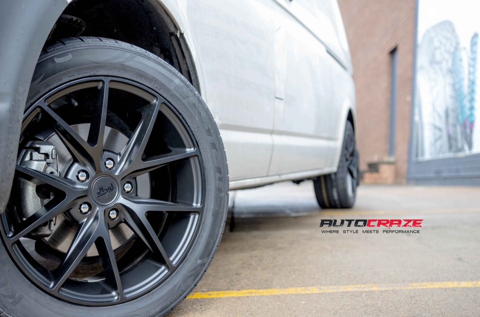 VW Transporter with niche misano wheels and kumho tyres front wheel close up shot apirl 2018