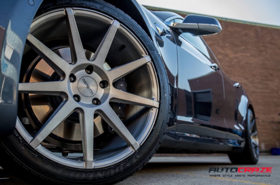 Tesla Model S Zenetti Esquire Wheels Dunlop Tyres Front Fitment Close Up Shot April 2018