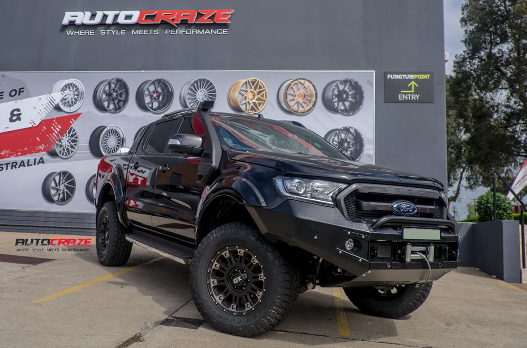 Ford Ranger with KMC XD Hoss 2 Wheels Toyo Tyres Lift Kit Bull Bar Front Close Shot Gallery April 2018