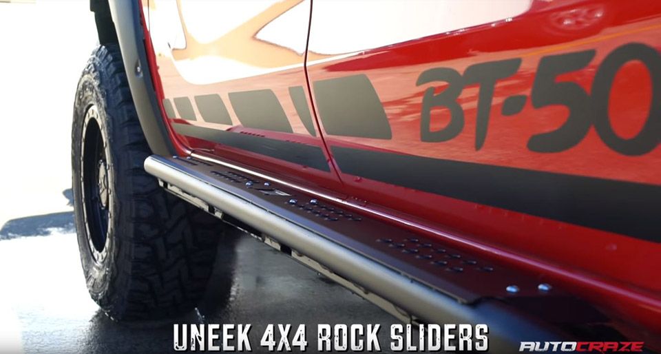Red Mazda BT 50 Accessories Uneek 4x4 Rock Sliders