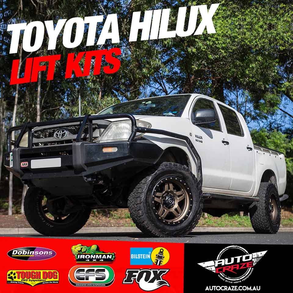 White Toyota hilux showcase of lift kit brands
