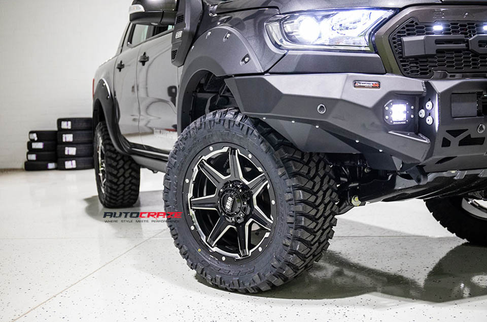 Ford Ranger Raptor Kit Grid GD06 Wheels Nitto Tyres Lift Kit 4x4 Accessories Front Fitment Close Up Shot May 2018