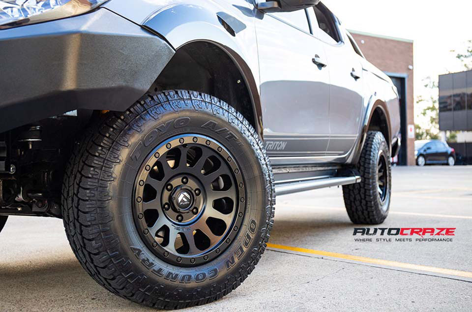 Grey Mitsubishi Triton Fuel Vector Wheels Front Fitment Close Up Shot August 2018