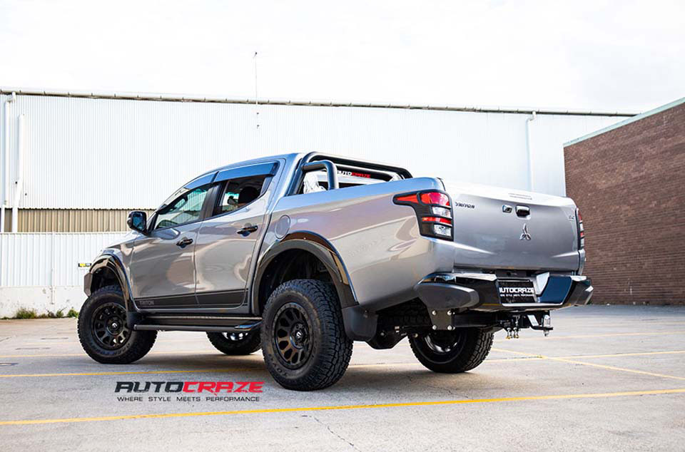 Grey Mitsubishi Triton Fuel Vector Wheels Rear Close Up Shot August 2018