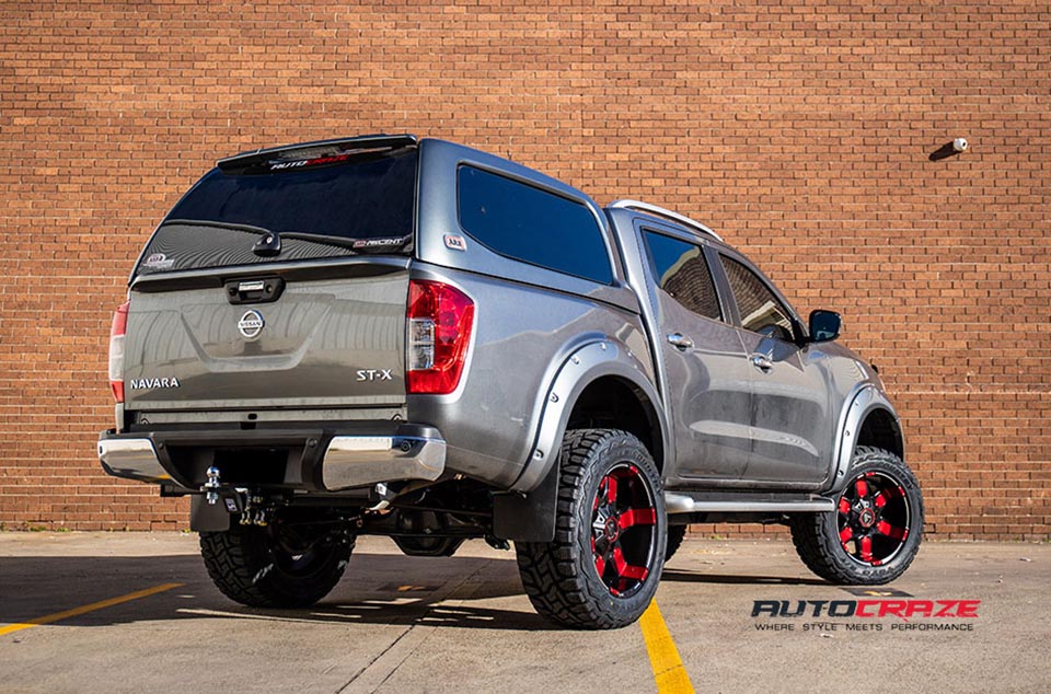Nissan Navara Asanti AB811 Custom Red Wheels Toyo Tyres Rear Close Up Shot Gallery July 2018